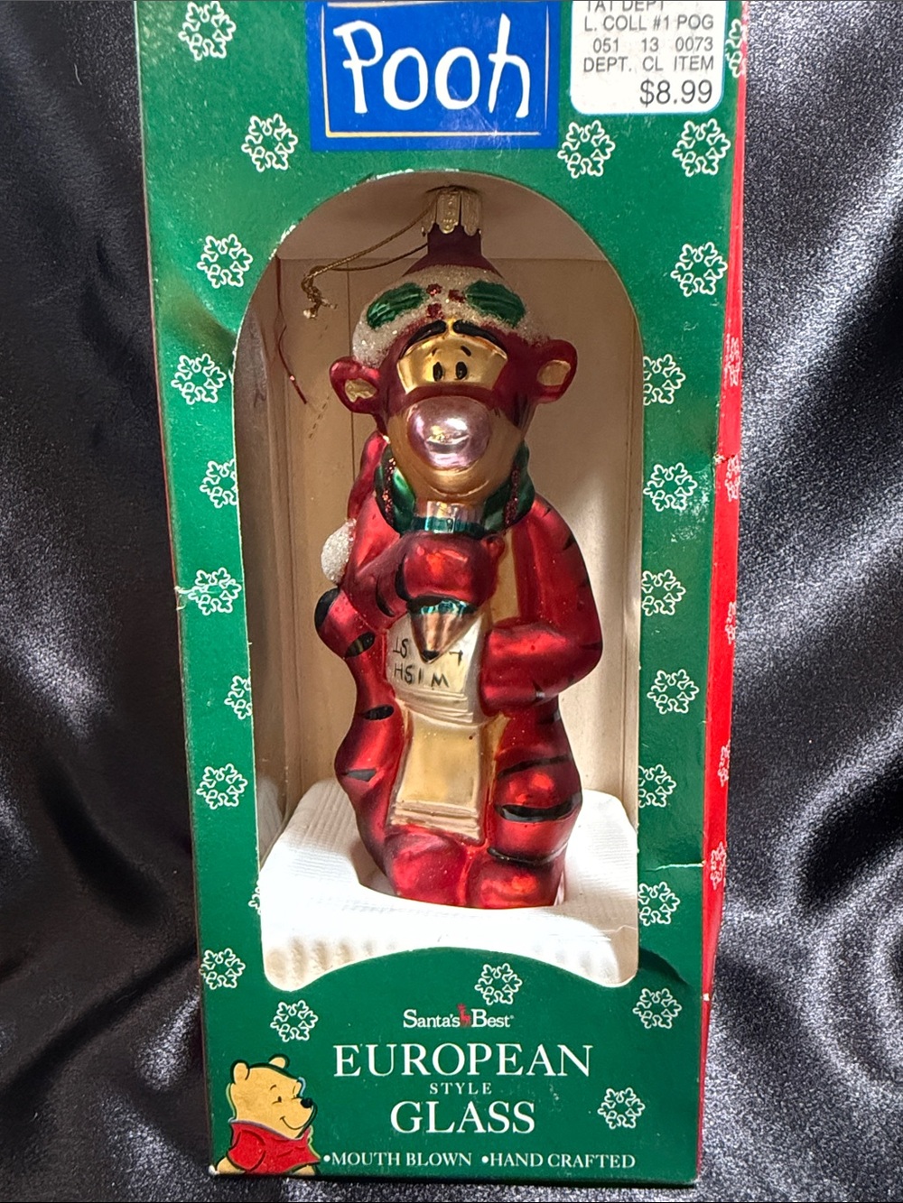 Disney Red Tigger Glass Holiday Ornament - Santa's Best